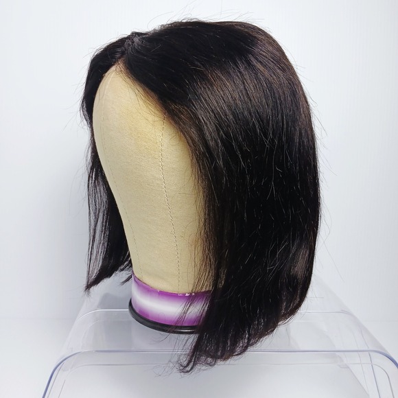 Glueless 10 Inch Bob Wig 5x5 HD Lace Natural Black Pre Plucked Human Hair - Picture 5 of 8